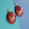 Red Kintsugi Heart Earrings