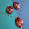 Red Kintsugi Heart Earrings