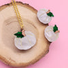 White Pumpkin Necklace & Earrings