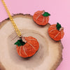 Orange Pumpkin Necklace & Earrings