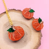 Orange Pumpkin Necklace & Earrings