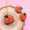 Orange Pumpkin Necklace & Earrings