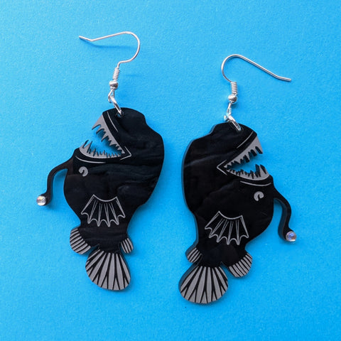 Black Anglerfish Earrings