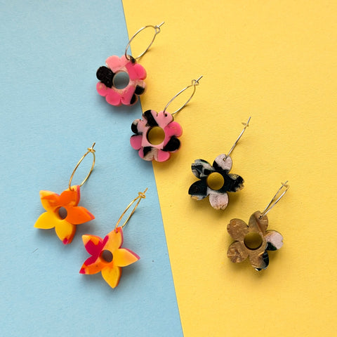 Recycled Flower Hoop Earrings